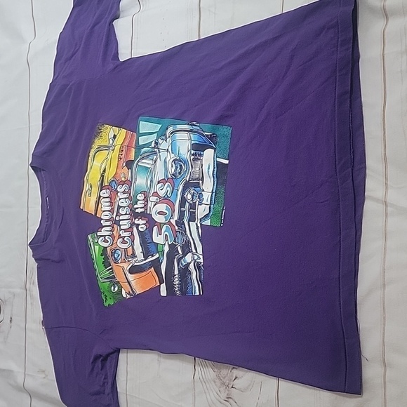Sun Sportswear Vintage Single Stitch Chrome Cruisers of the 50s Purple Tee - Picture 3 of 11